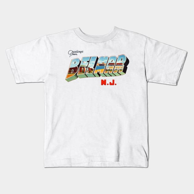 Greetings from Belmar New Jersey Kids T-Shirt by reapolo